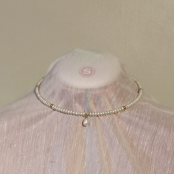 Jewelry - Elegant Pearl Necklace with Gold Accents